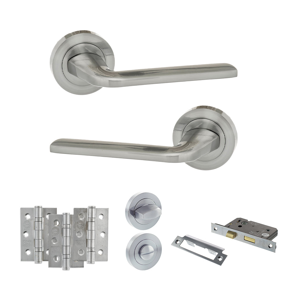 Atlantic Eco Surf Door Handle Pack Bathroom Set - Satin Chrome - Privacy Fire Door Pack