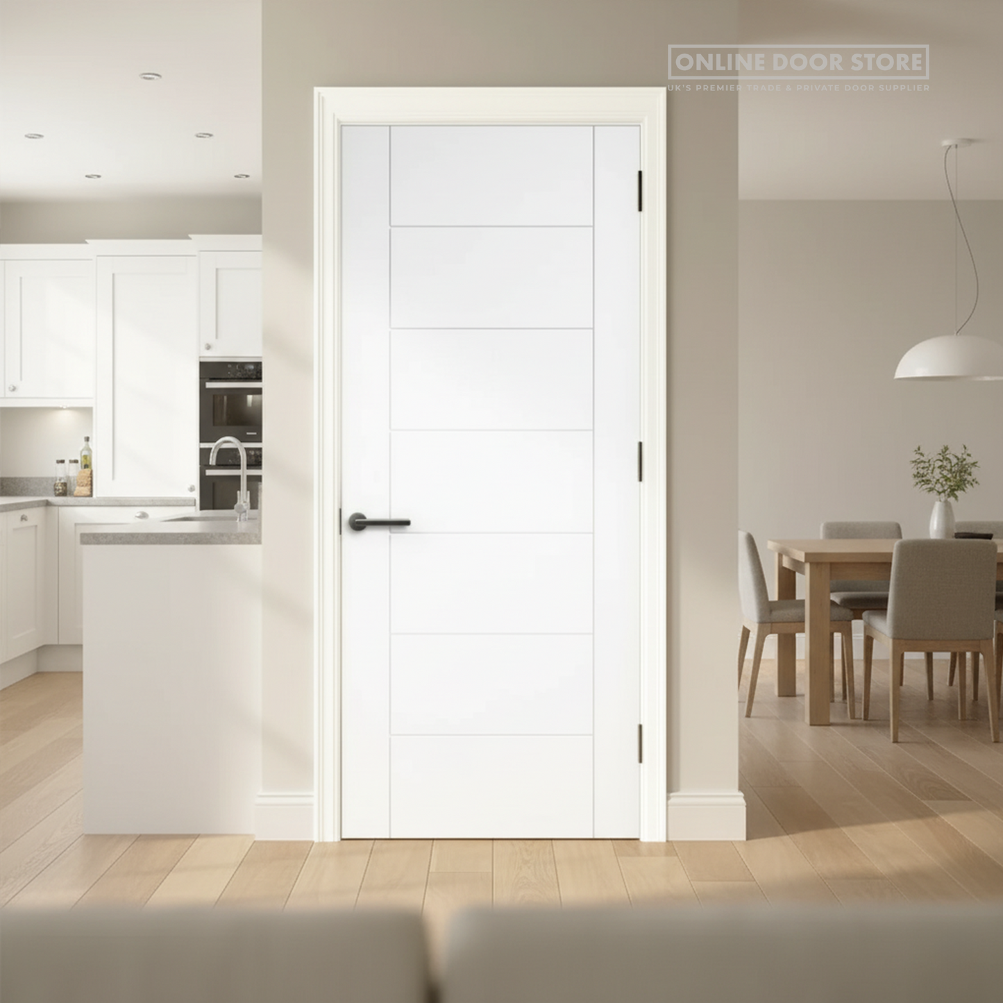 Aster Ladder 7-Panel White Primed FD30 Fire Door