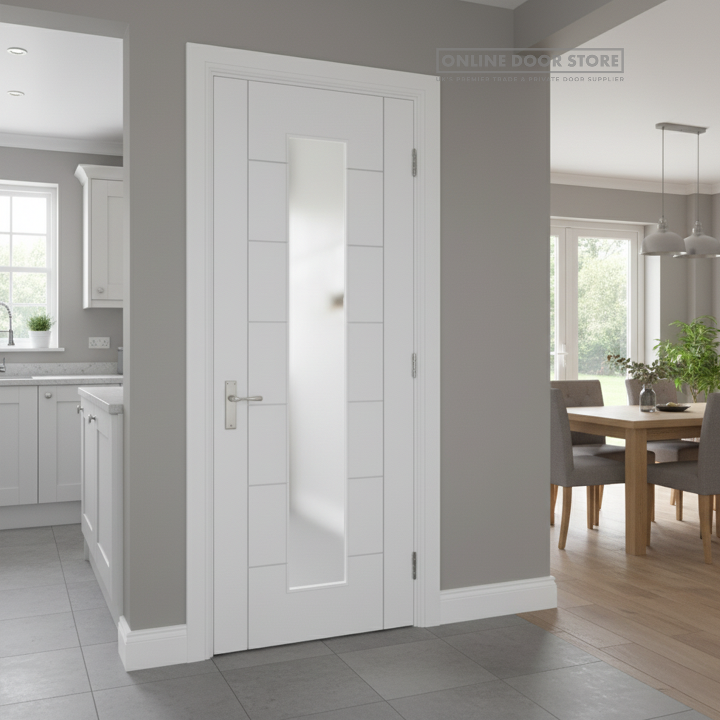 Aster Ladder 7 Panel White Long Light Internal Glazed Door