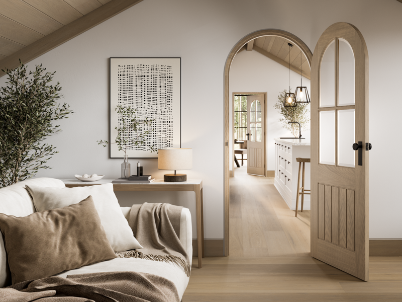 LPD Blonde Oak Mexicano Pre-finished Arched Internal Glazed Door