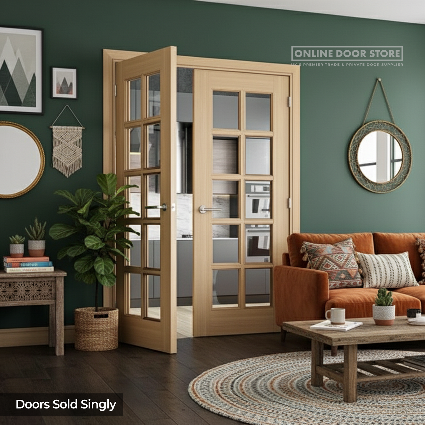 Deanta Bristol Unfinished Oak Bevelled Internal Glazed Door