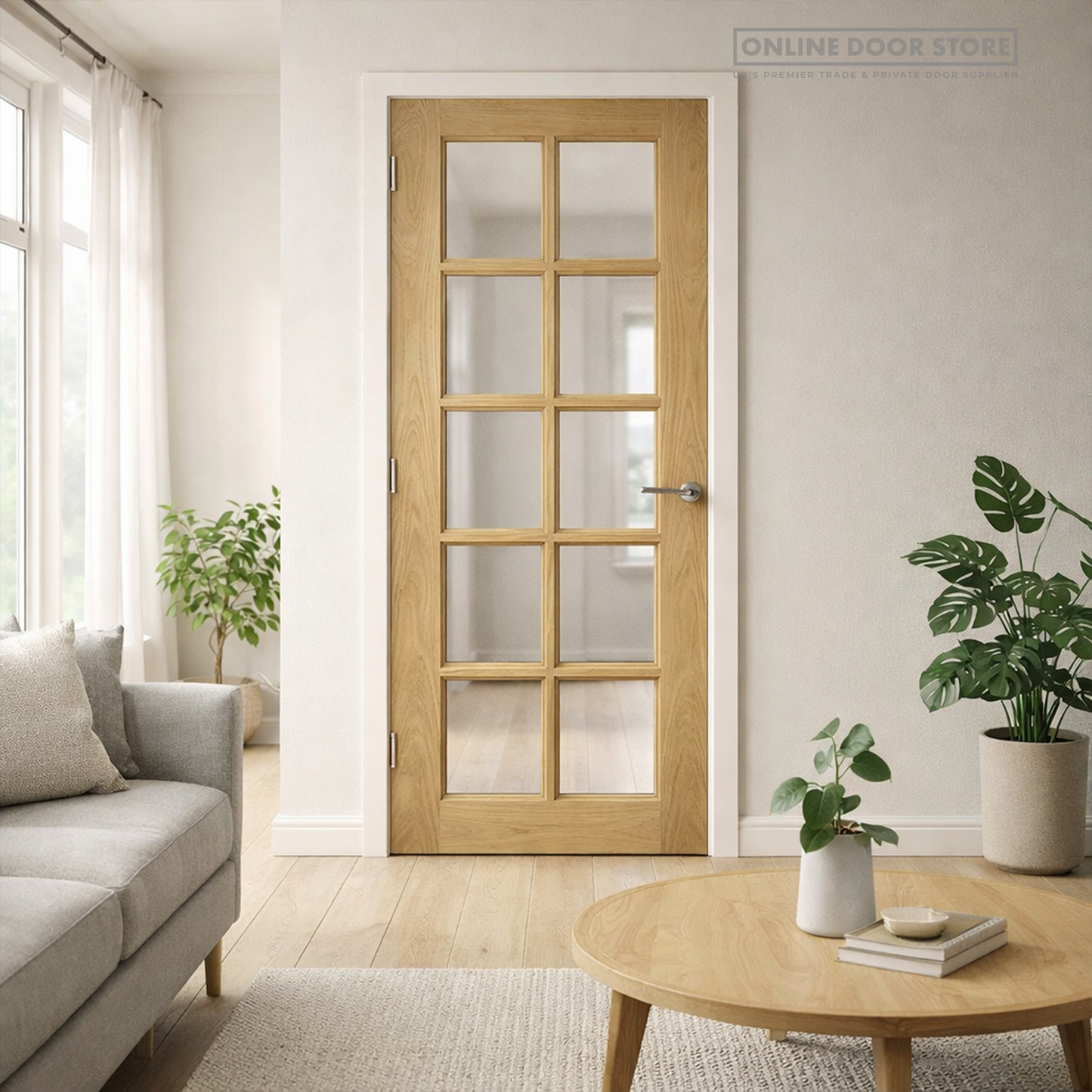 Deanta Bristol Unfinished Oak Bevelled Internal Glazed Door