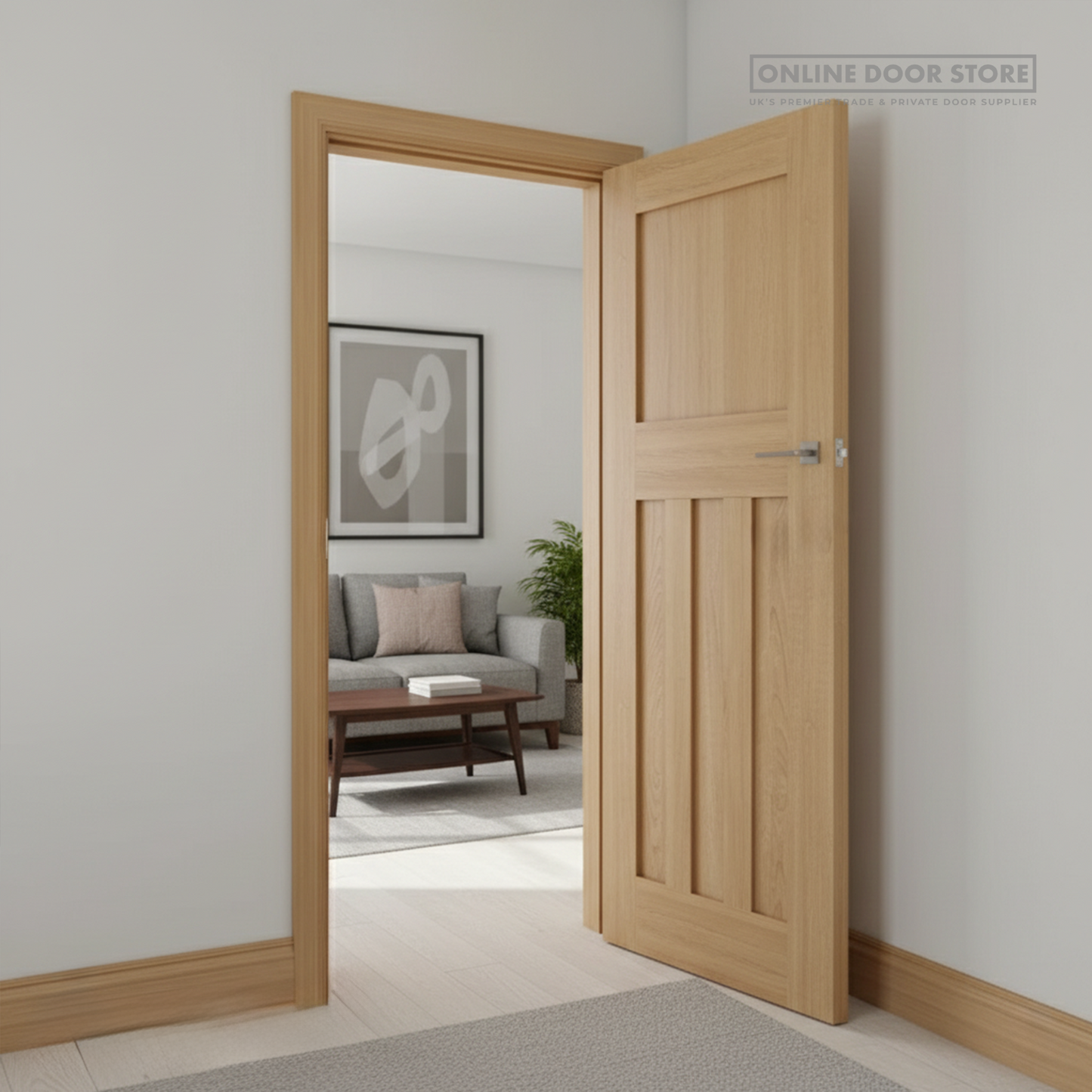 Deanta Cambridge Unfinished Oak FD30 Fire Door