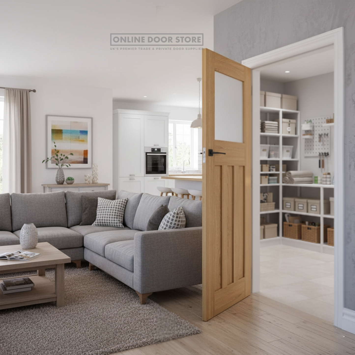 Deanta Cambridge Unfinished Oak Frosted Internal Glazed Door