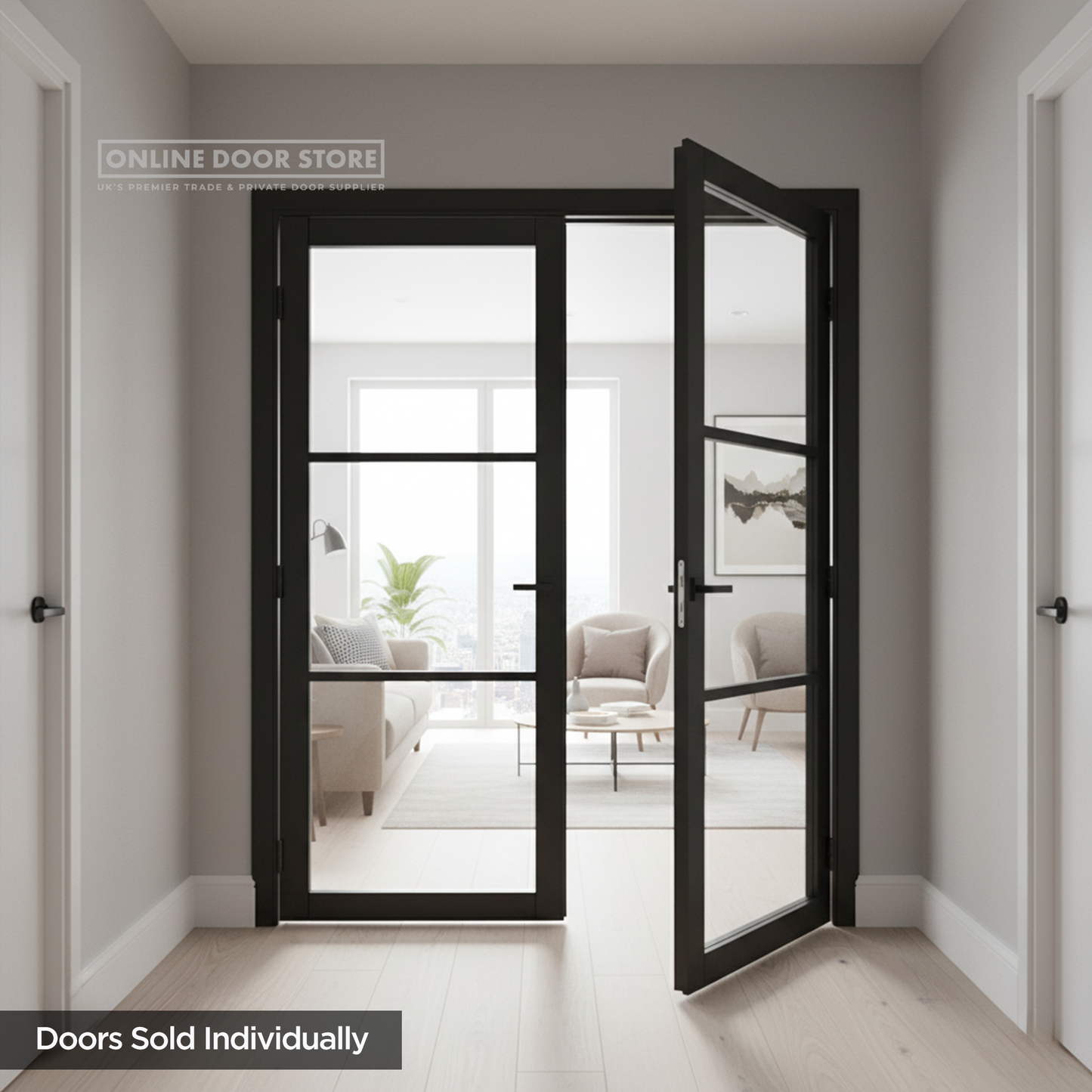 Deanta Camden Pre-Finished Black Internal Glazed Door