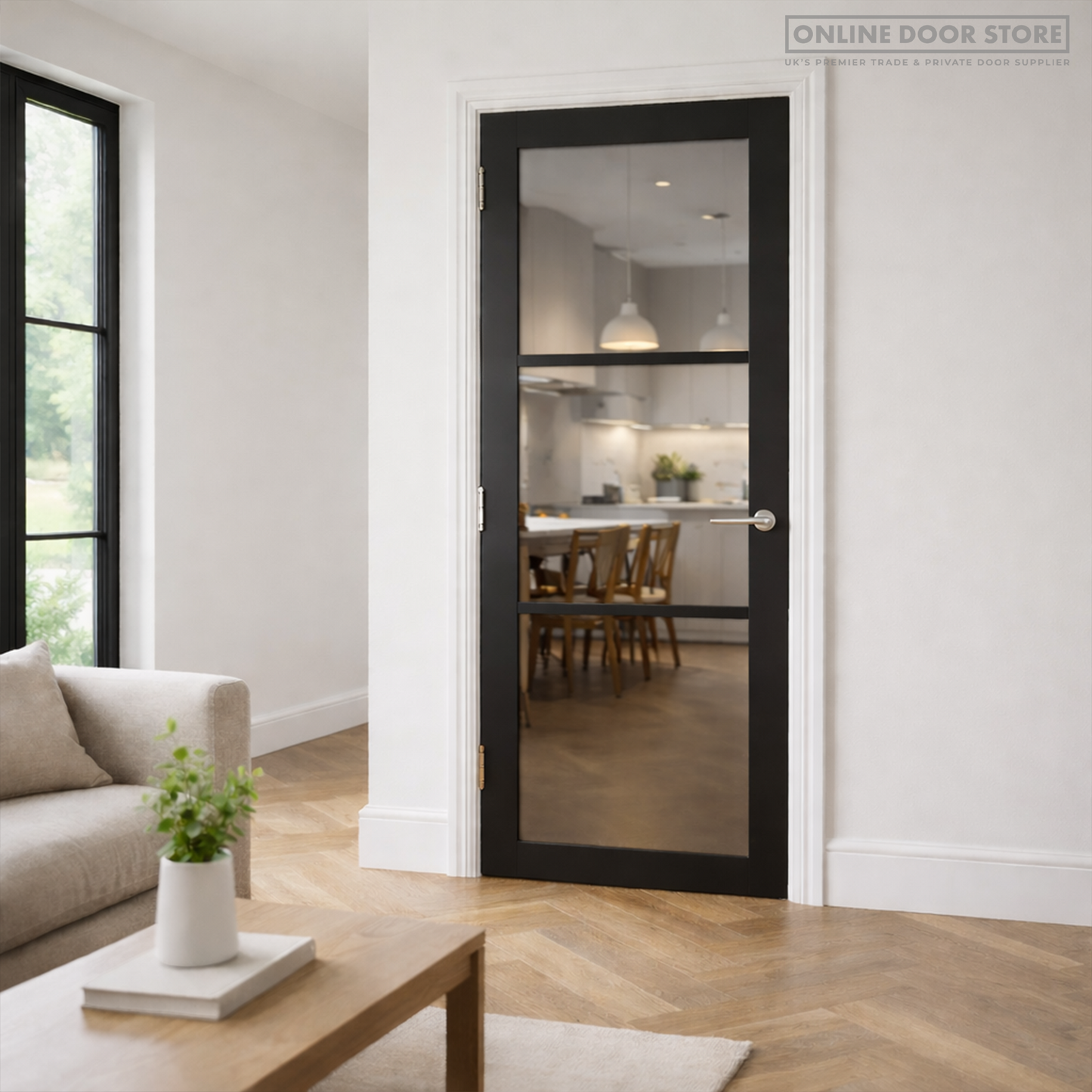 Deanta Camden Pre-Finished Black Tinted Internal Glazed Door