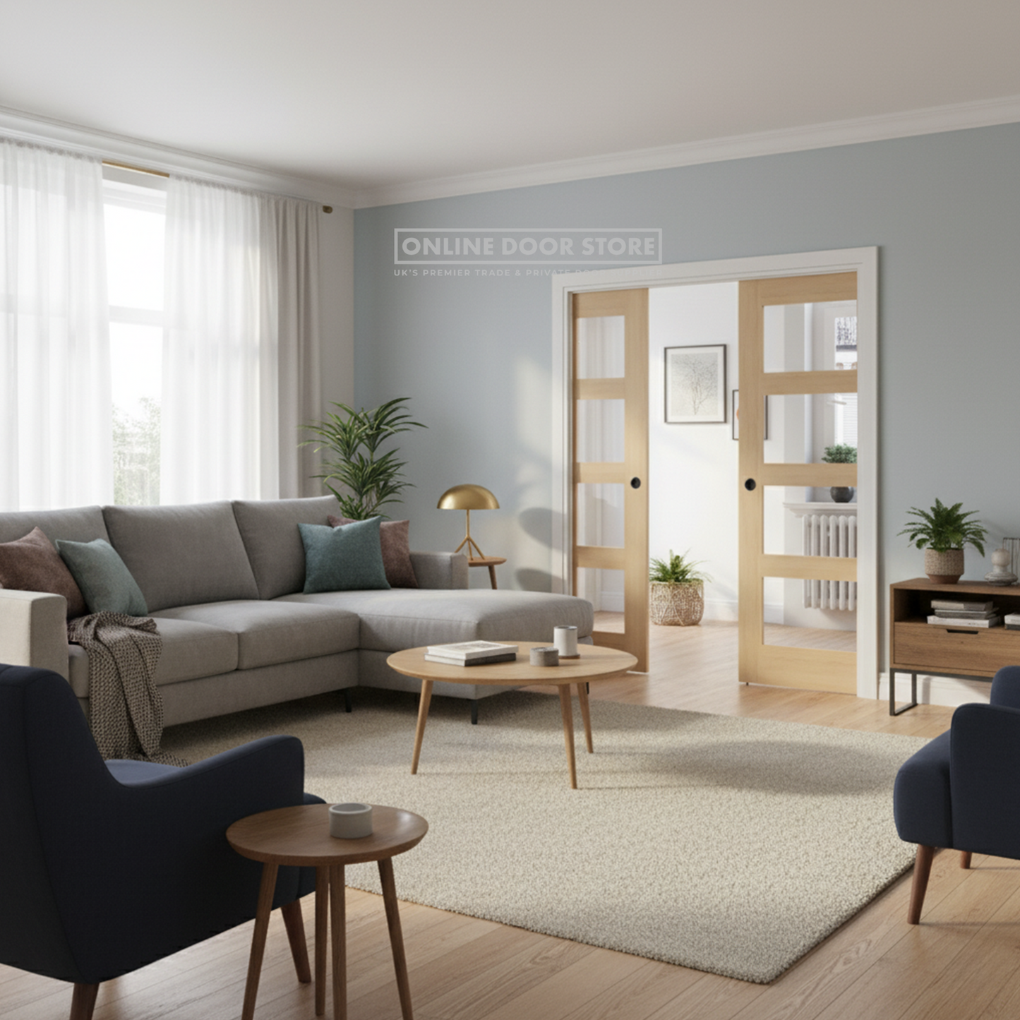 Deanta Coventry Prefinished Oak Glazed FD30 Fire Door