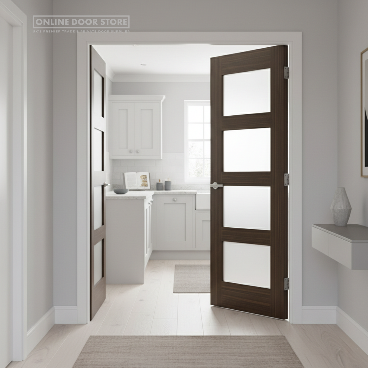 Deanta Coventry Prefinished Walnut Frosted Internal Glazed Door