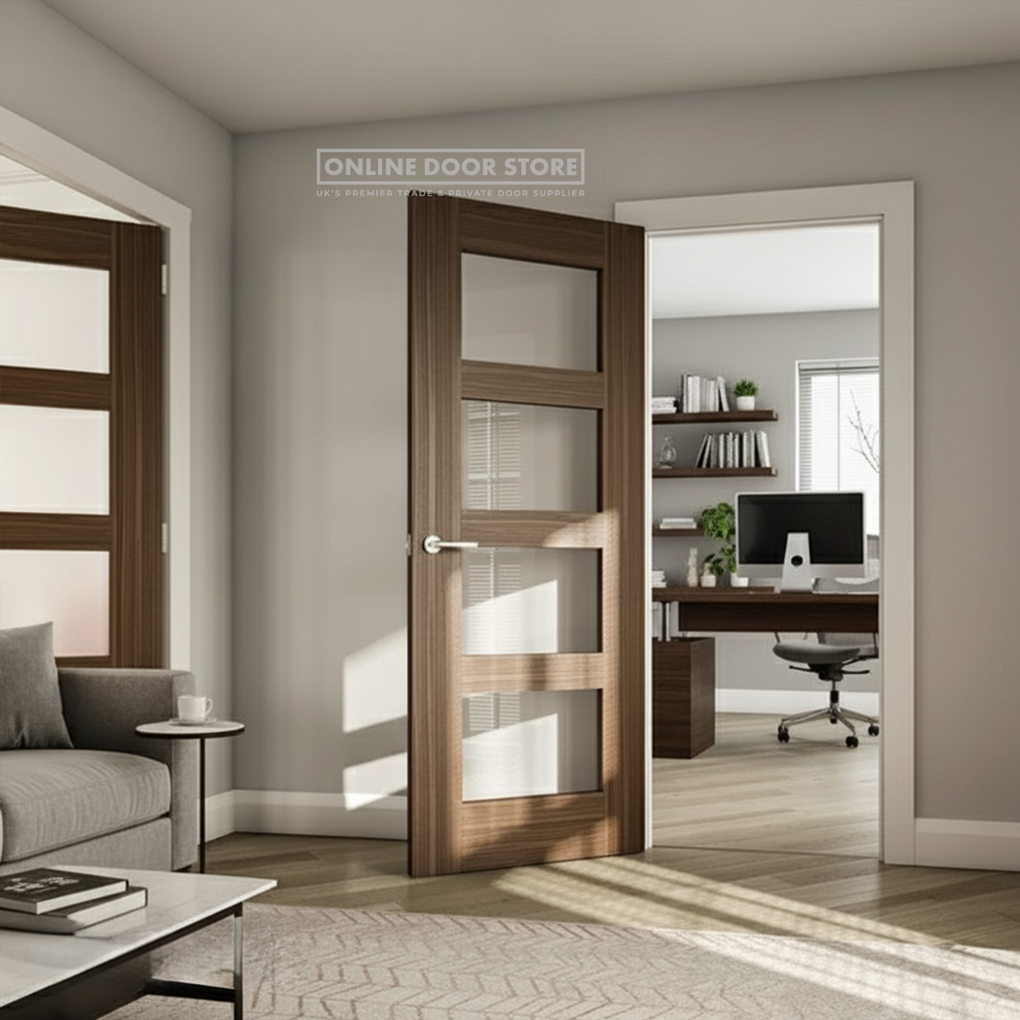Deanta Coventry Prefinished Walnut Internal Glazed Door