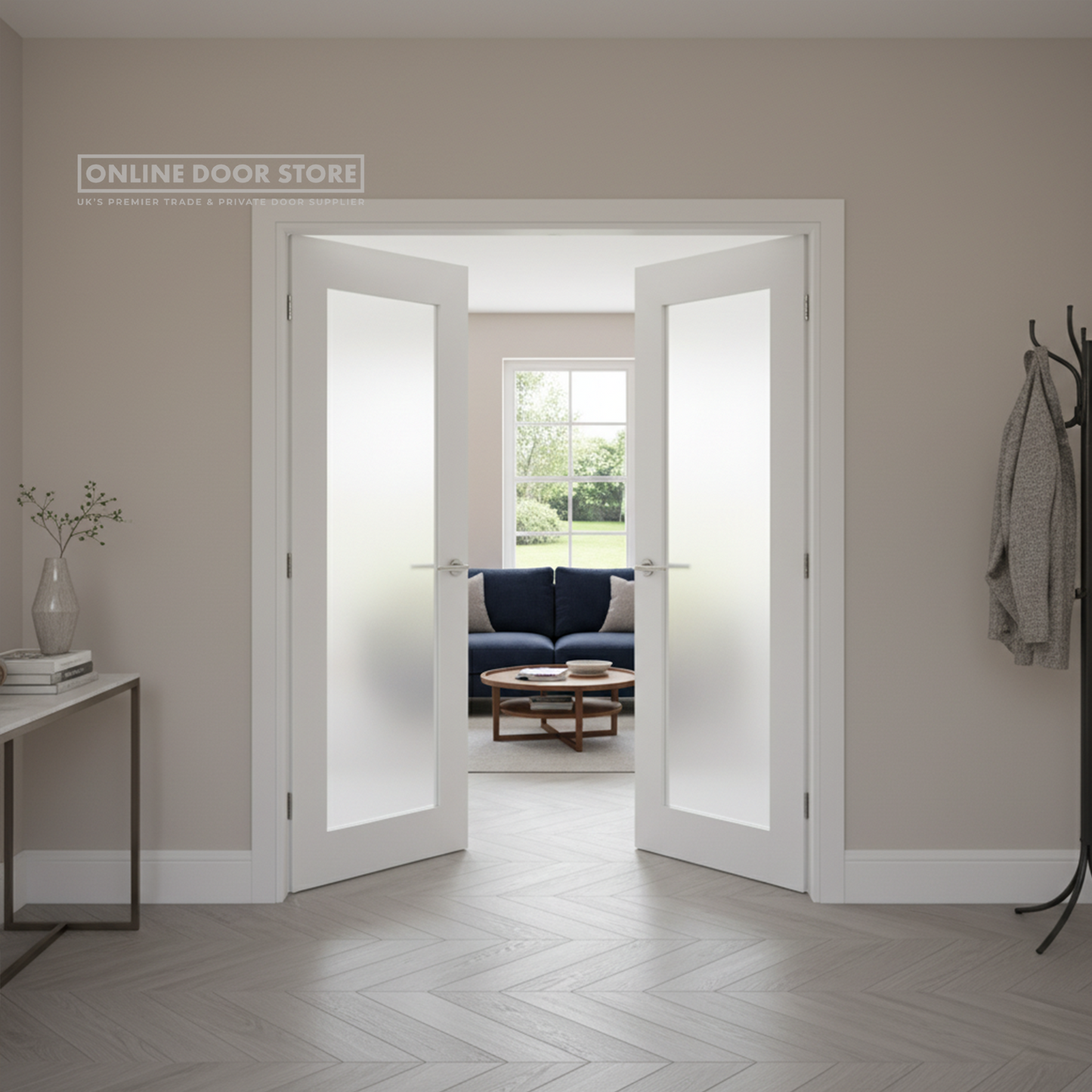 Deanta Denver White Primed Frosted Internal Glazed Door