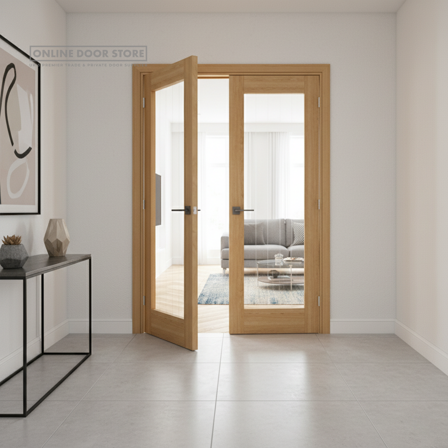 Deanta Ely Prefinished Oak Internal Glazed Door (1L Full)