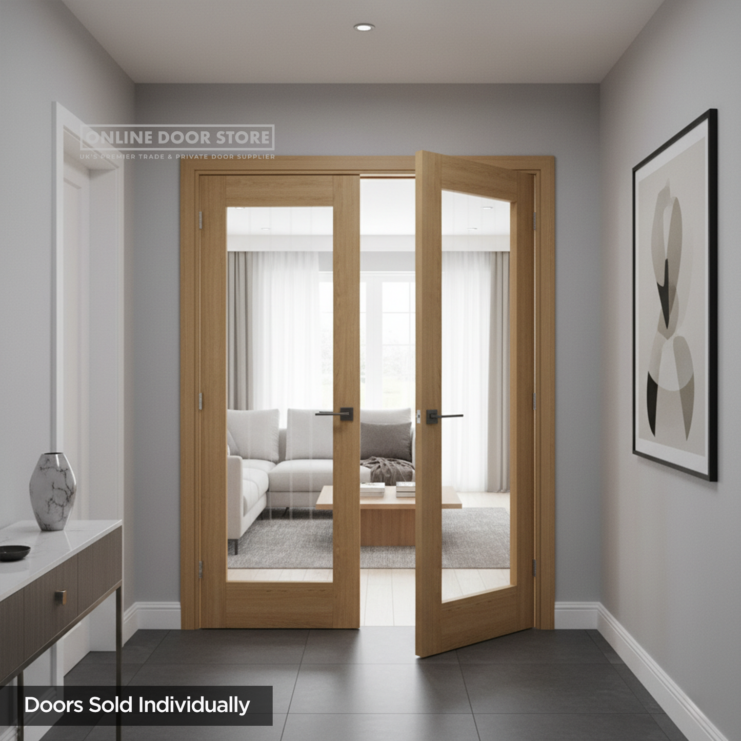 Deanta Ely Unfinished Oak Internal Glazed Door (1L Full)