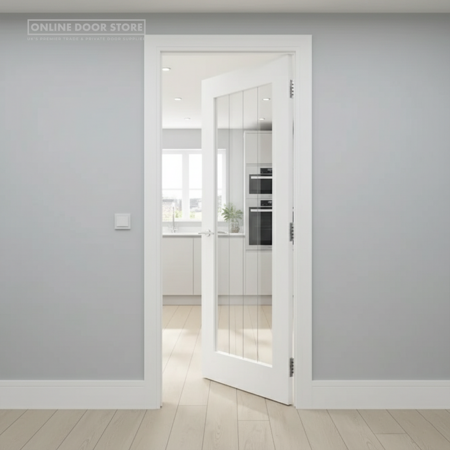 Deanta Ely White Primed Internal Glazed Door (1L Full)