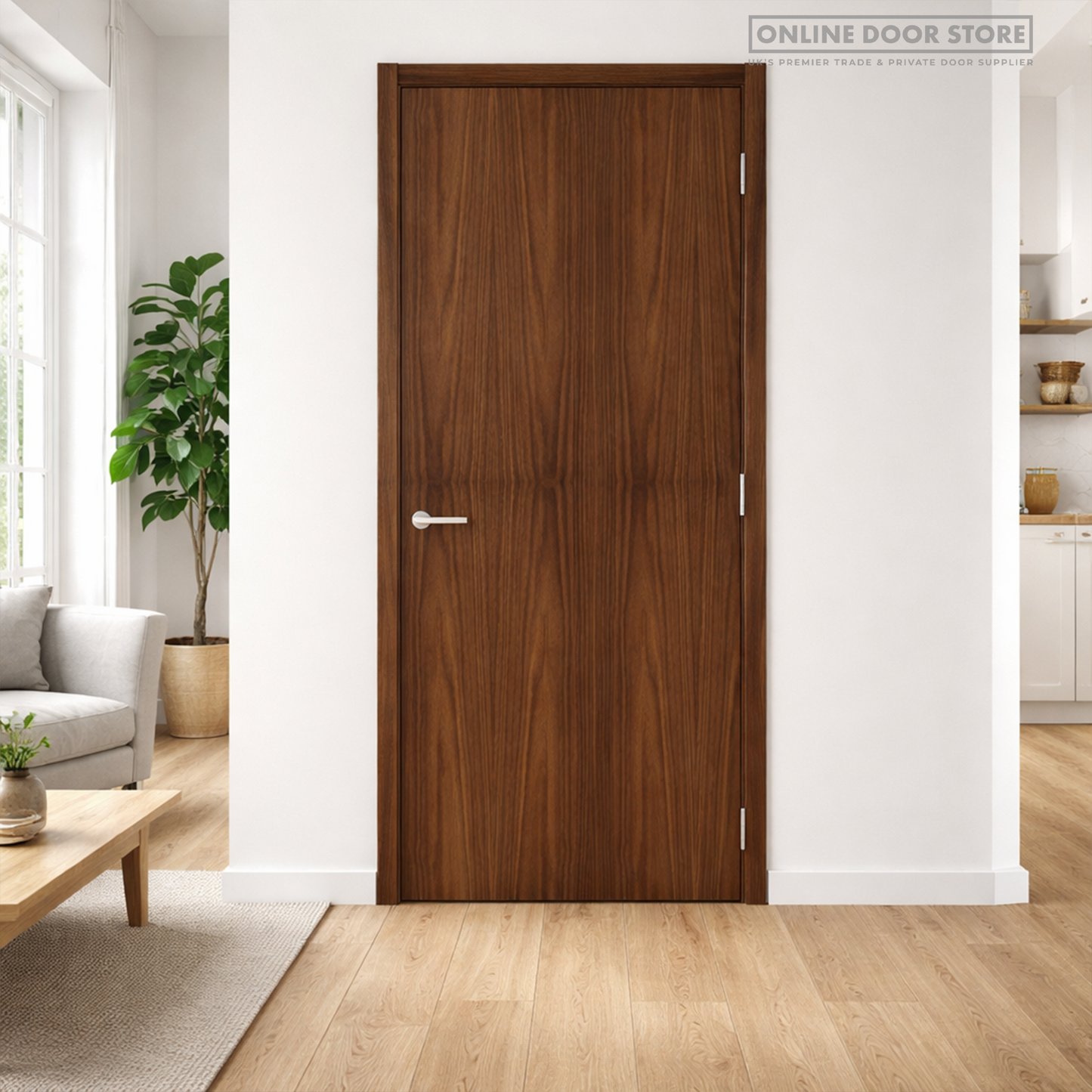 Deanta Flush Prefinished Walnut FD60 Fire Door