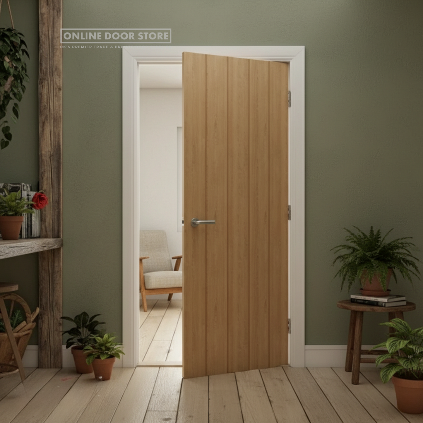 Deanta Galway Unfinished Oak FD30 Fire Door