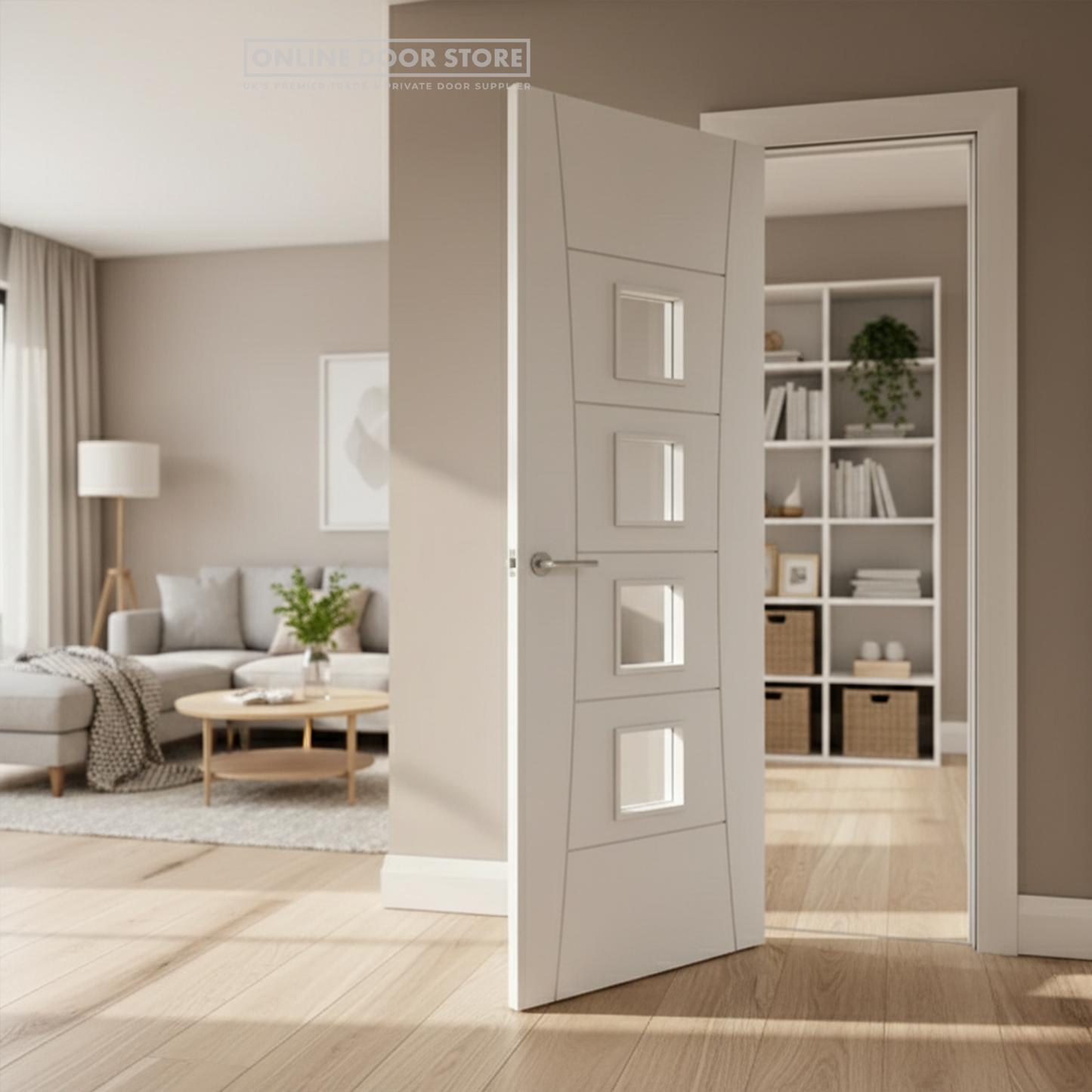 Deanta Pamplona White Primed Internal Glazed Door