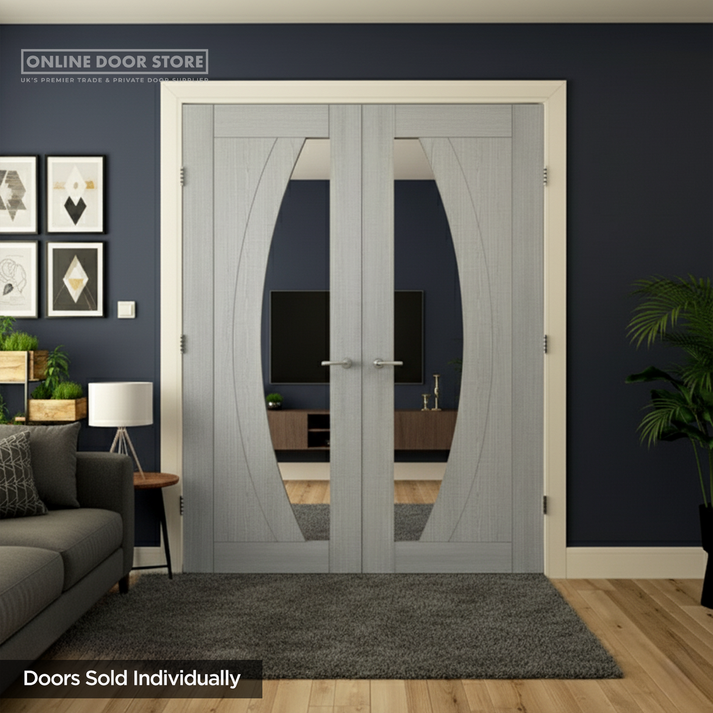 Deanta Ravello Light Grey Ash Internal Glazed Door