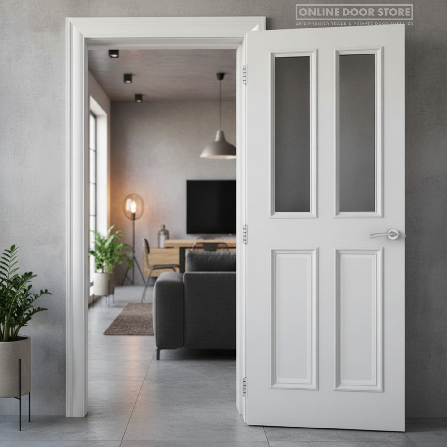 Deanta Rochester White Primed Internal Glazed Door