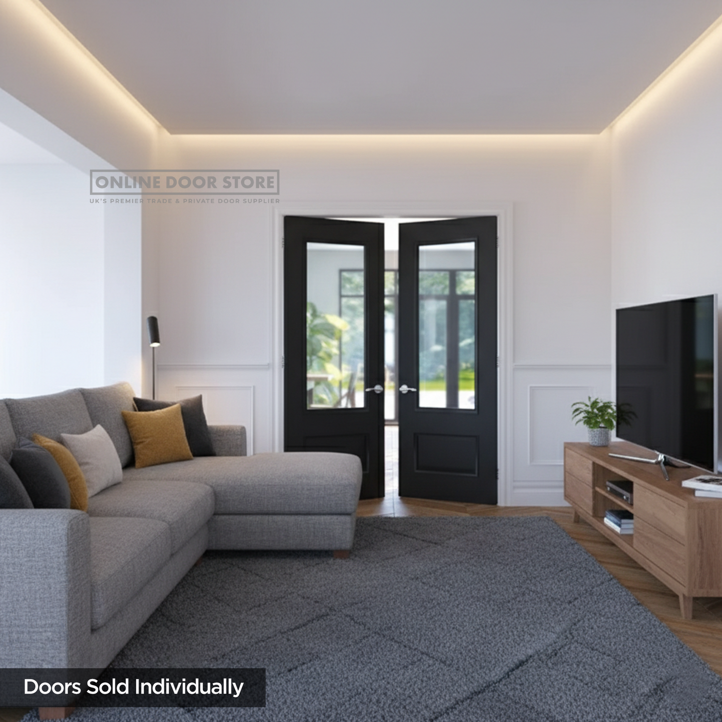 Deanta Sandringham Black Pre-Finished Internal Glazed Door