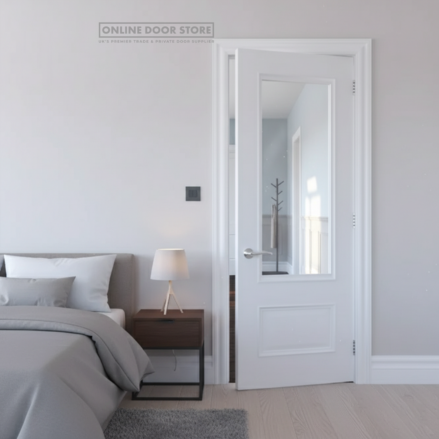 Deanta Sandringham White Primed Bevelled Internal Glazed Door