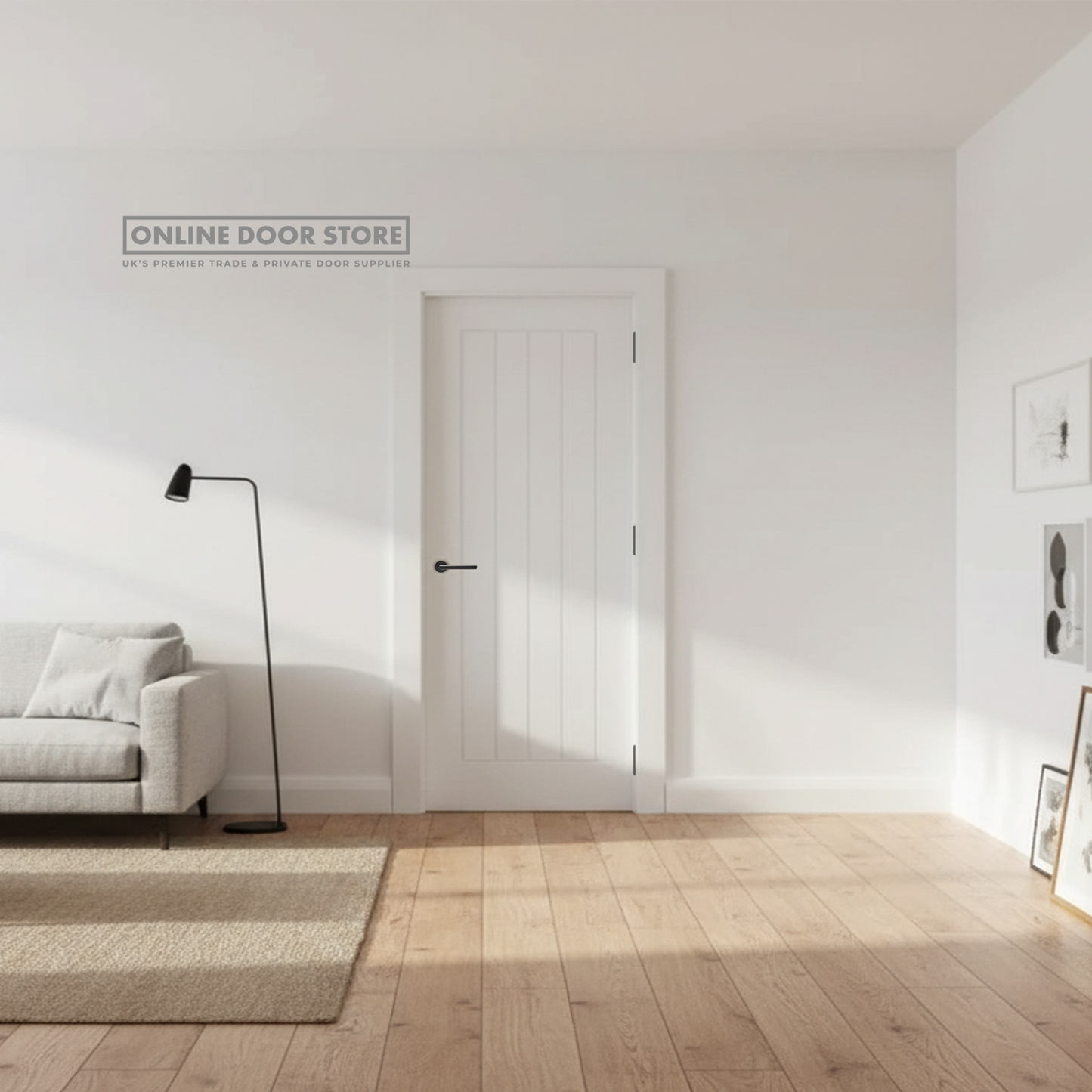 Deanta Single Pocket Door Kit 100mm - White Frame / Satin Chrome Hardware