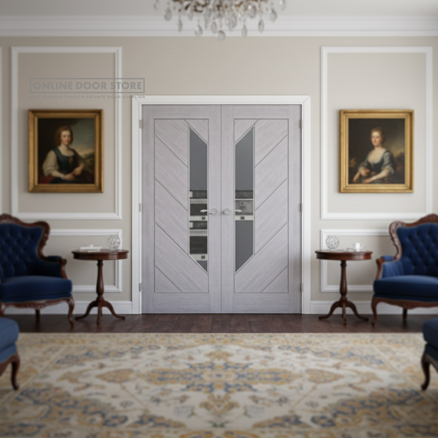 Deanta Torino Light Grey Ash FD30 Glazed Fire Door