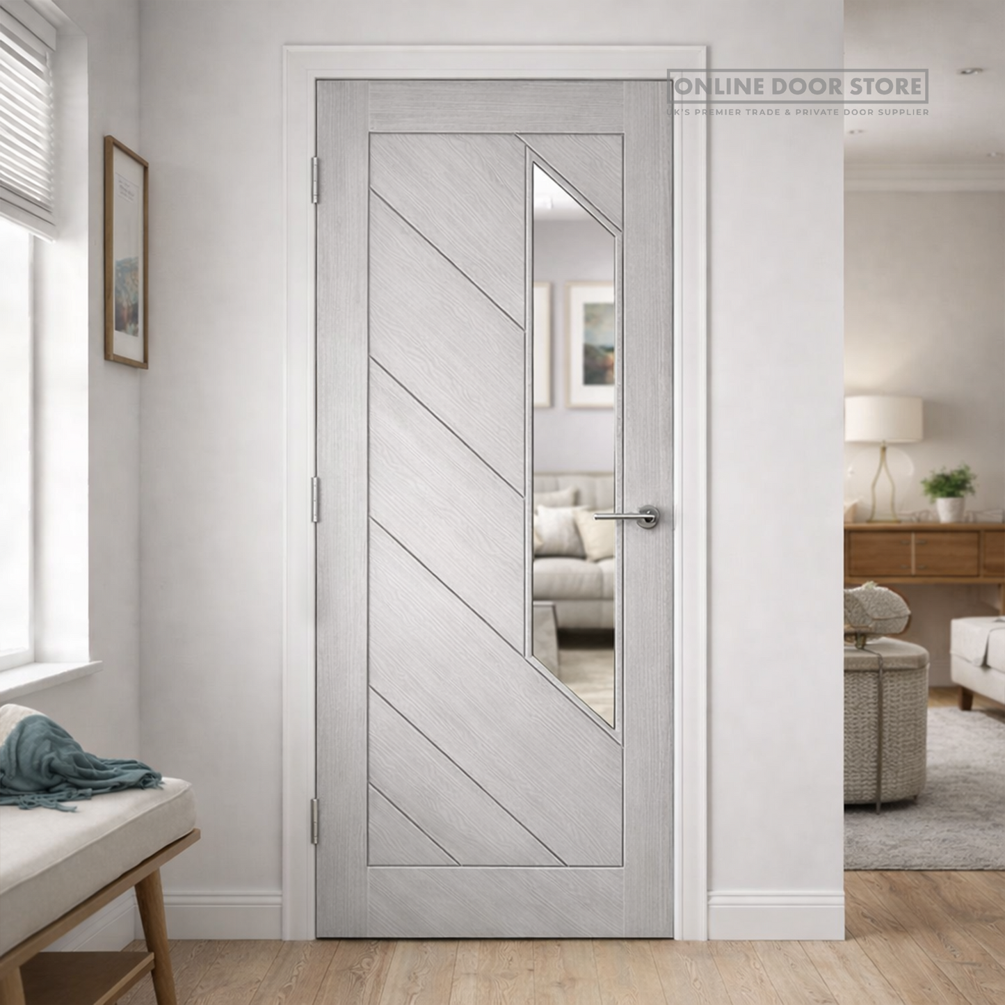 Deanta Torino Light Grey Ash FD30 Glazed Fire Door