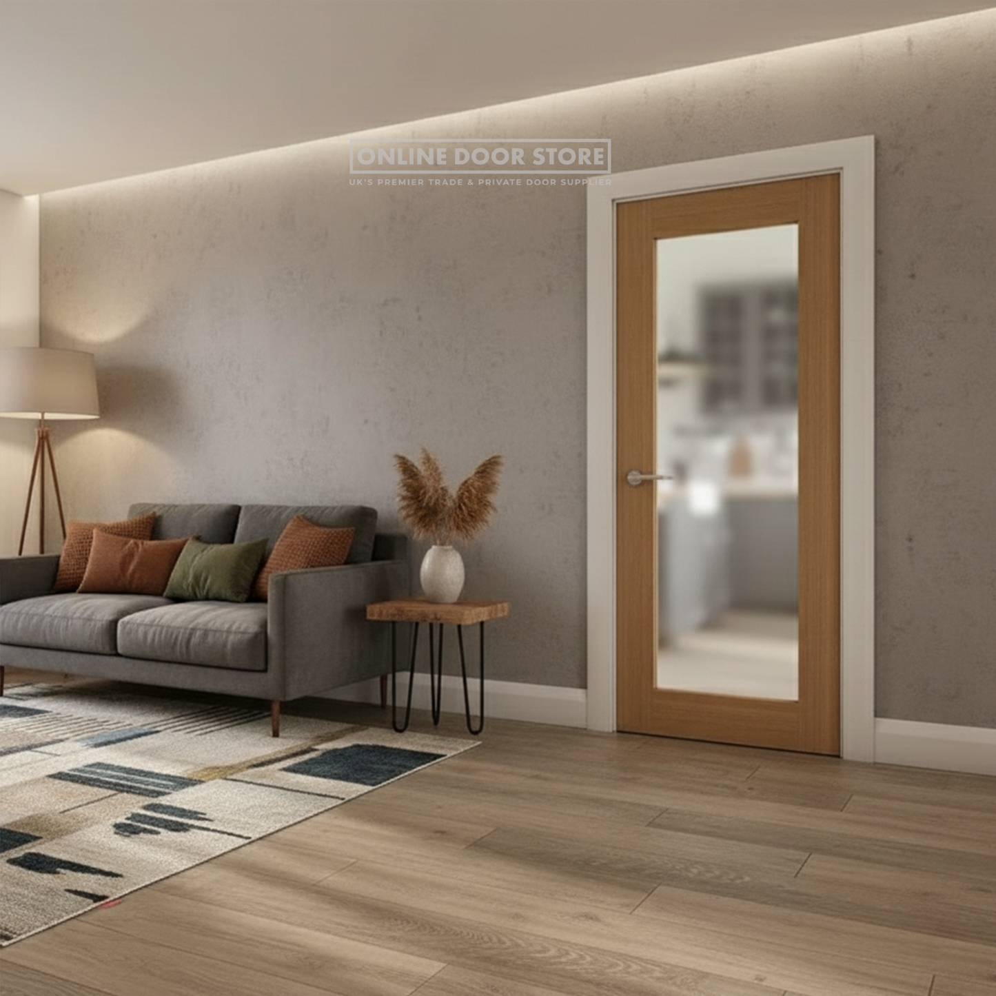 Deanta Walden Unfinished Oak Frosted Internal Glazed Door