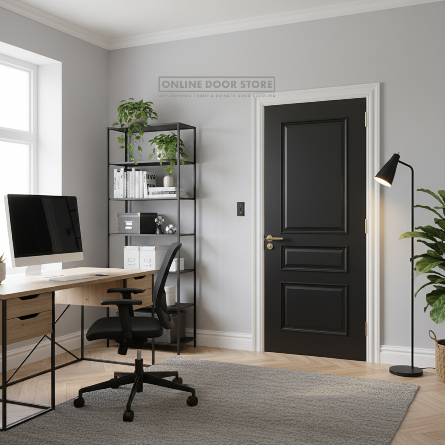 Deanta Windsor Black Prefinished FSC FD30 Fire Door