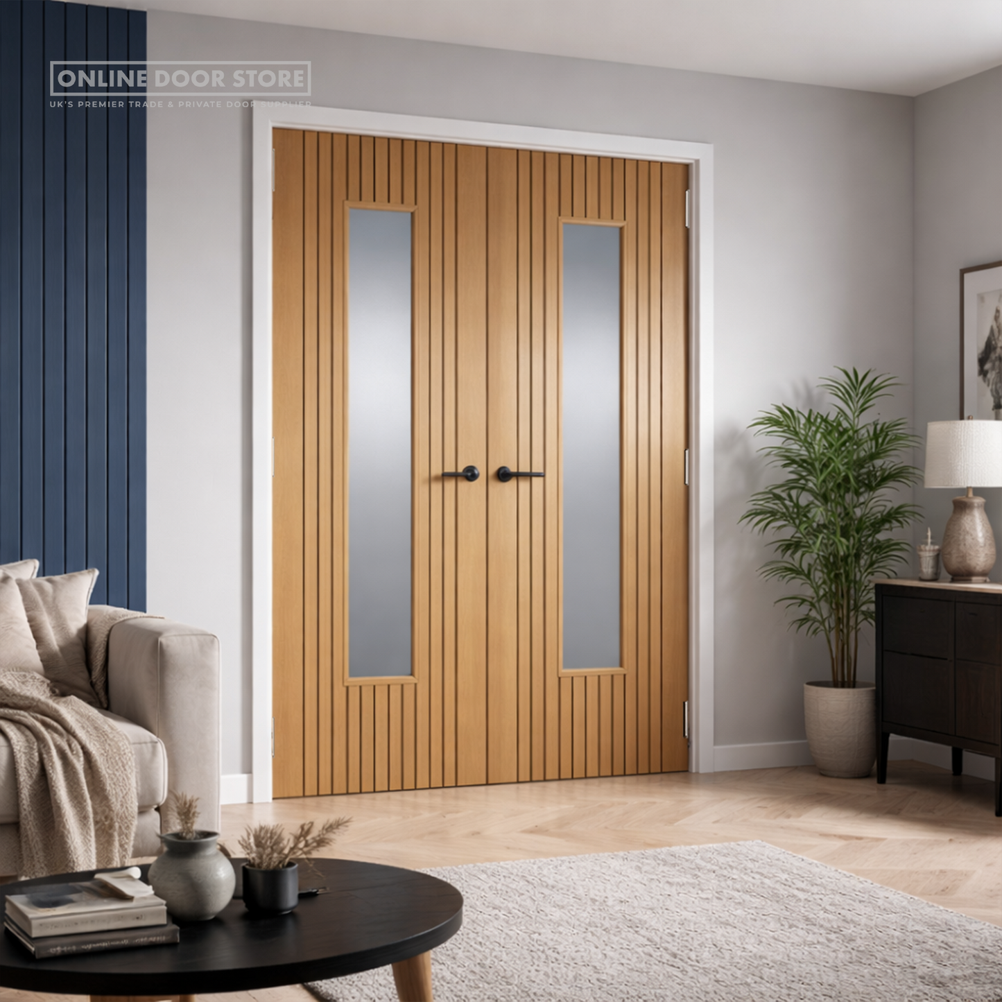 JB Kind Aria Oak Laminated Internal Glazed Door