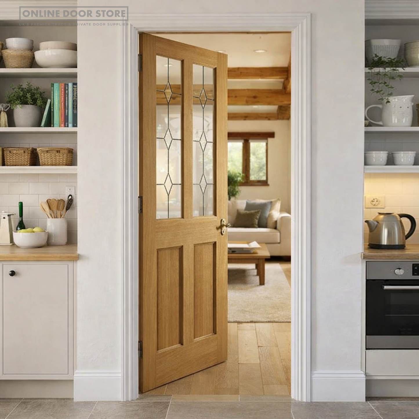 JB Kind Churnet Oak Internal Glazed Door