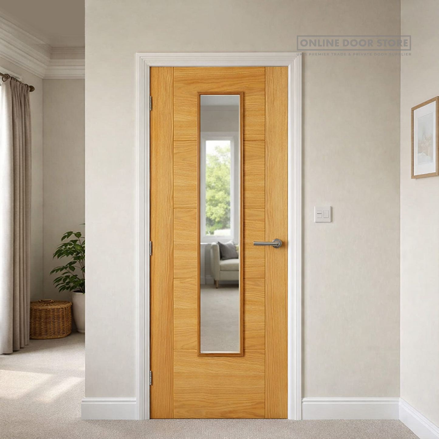 JB Kind Emral Oak Clear Internal Glazed FD30 Fire Door