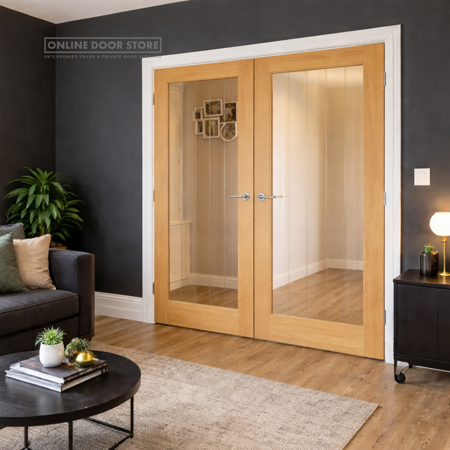 JB Kind Thames Oak One Light Clear Glazed Unfinished Internal FD30 Fire Door