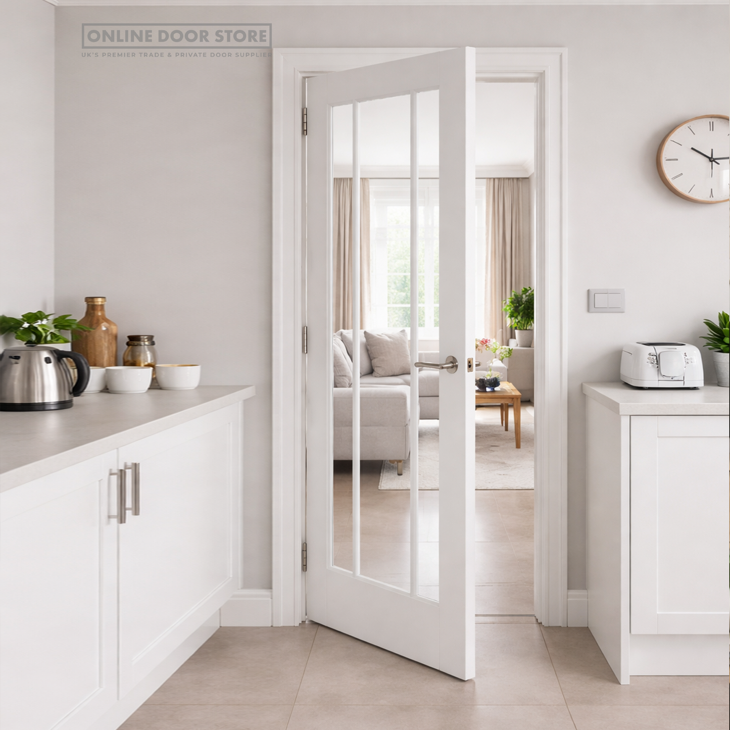 JB Kind Trinidad White Primed Clear Internal Glazed Door