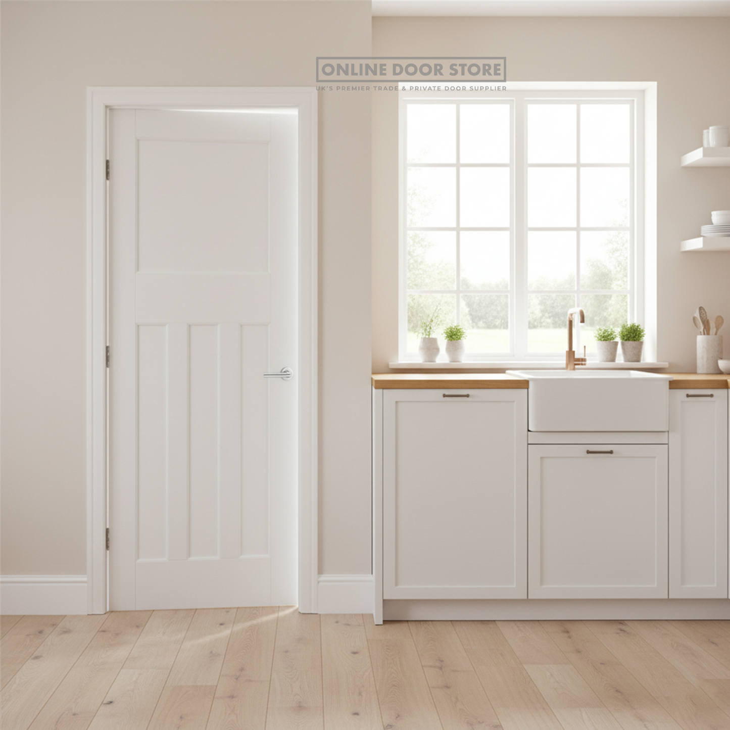 LPD 1930's style 4 Panel White Primed Internal Door