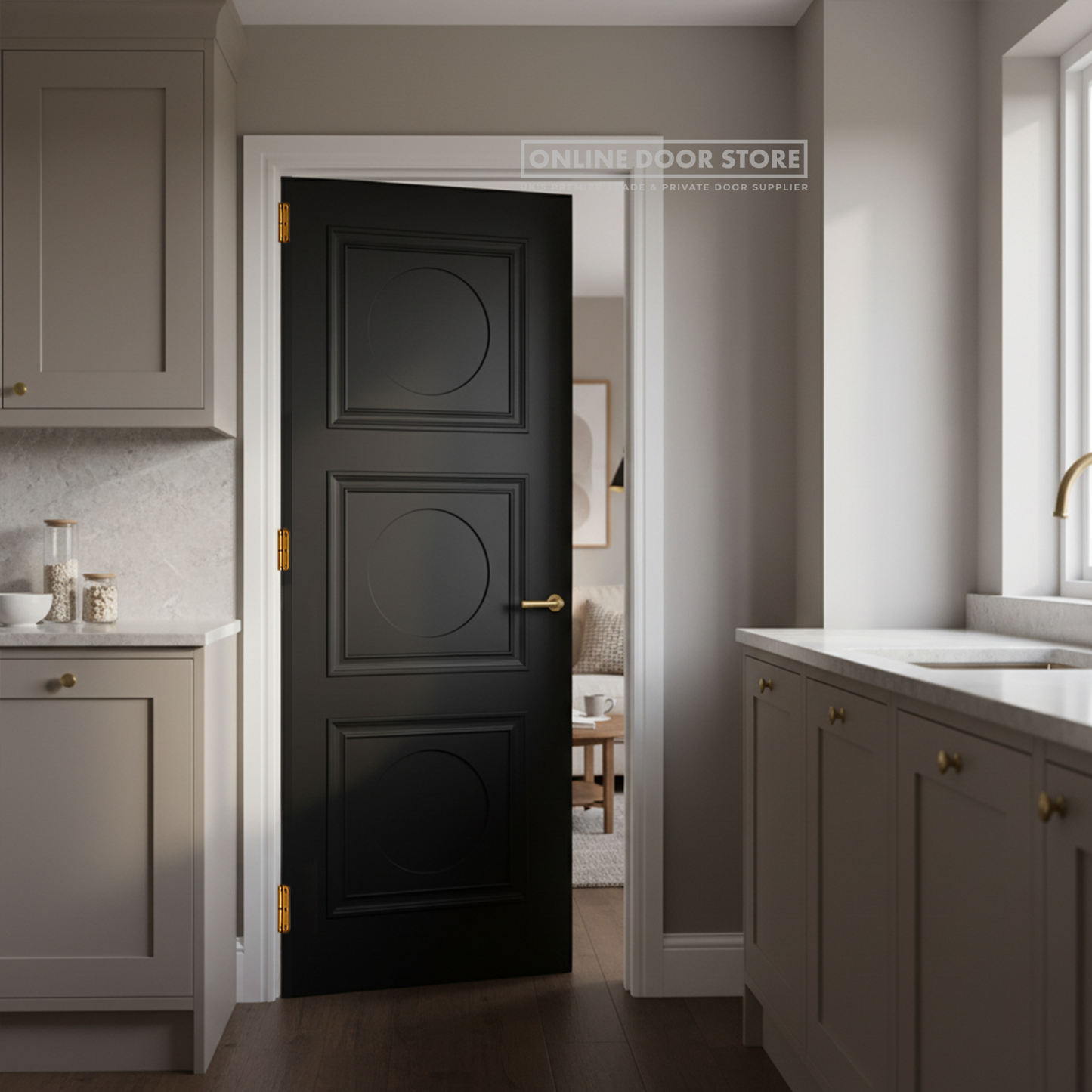 LPD Antwerp Primed Black 3 Panel Internal Door