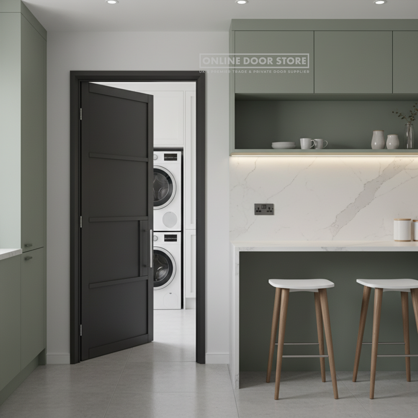 LPD Black Chelsea 4 Panel Solid Internal Door