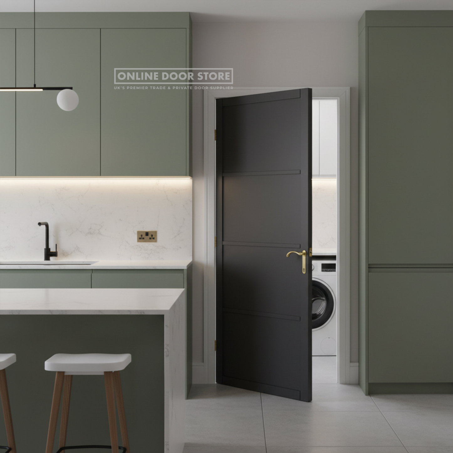 LPD Black Soho 4-Panel Internal Door