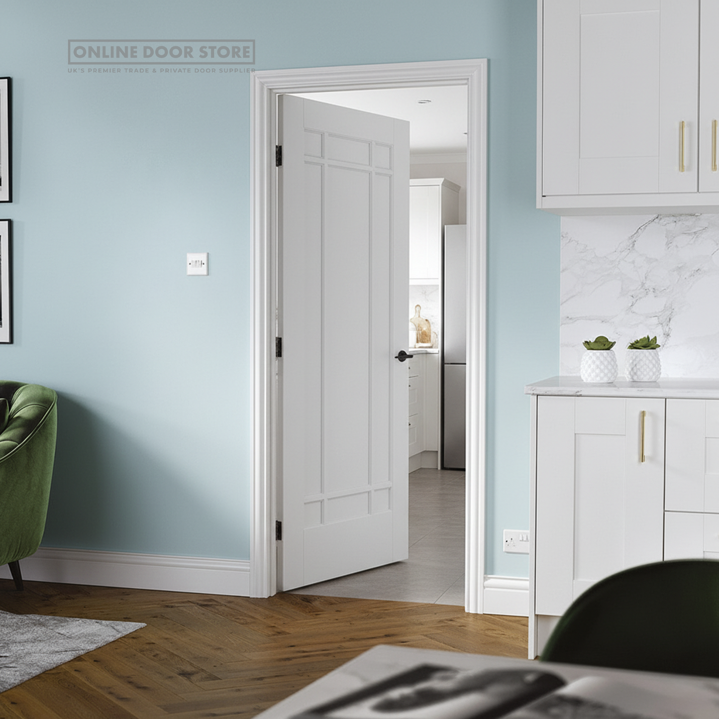 LPD Manhattan 9 Panel White Prime Plus FD30 Fire Door