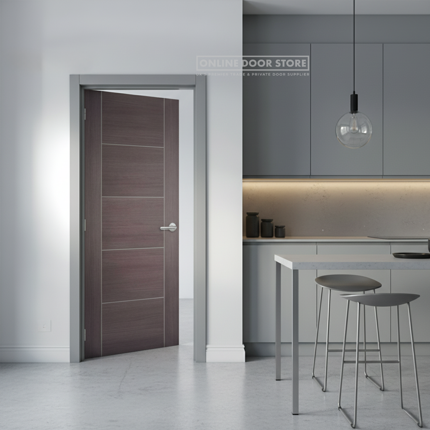 LPD Medium Grey Laminated Vancouver Internal Door