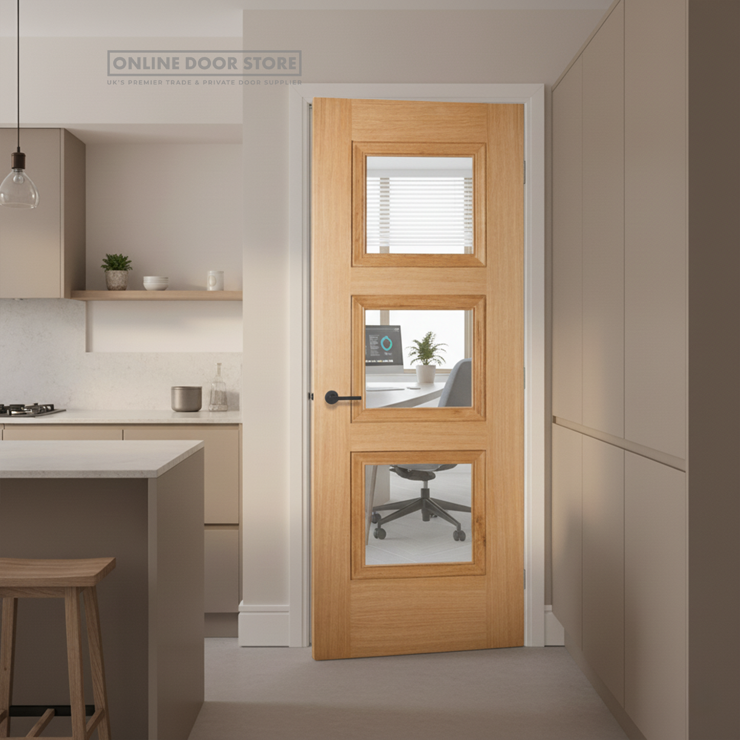 LPD Oak Amsterdam 3 Light Internal Glazed Door