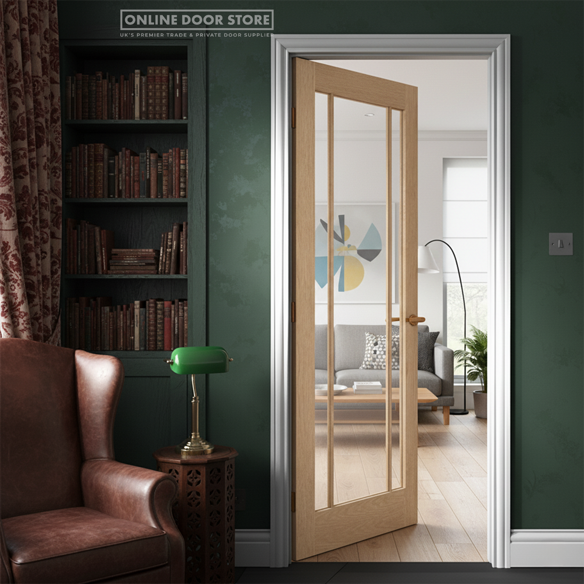 LPD Oak Lincoln Pre-Finished 3 Light Internal Door