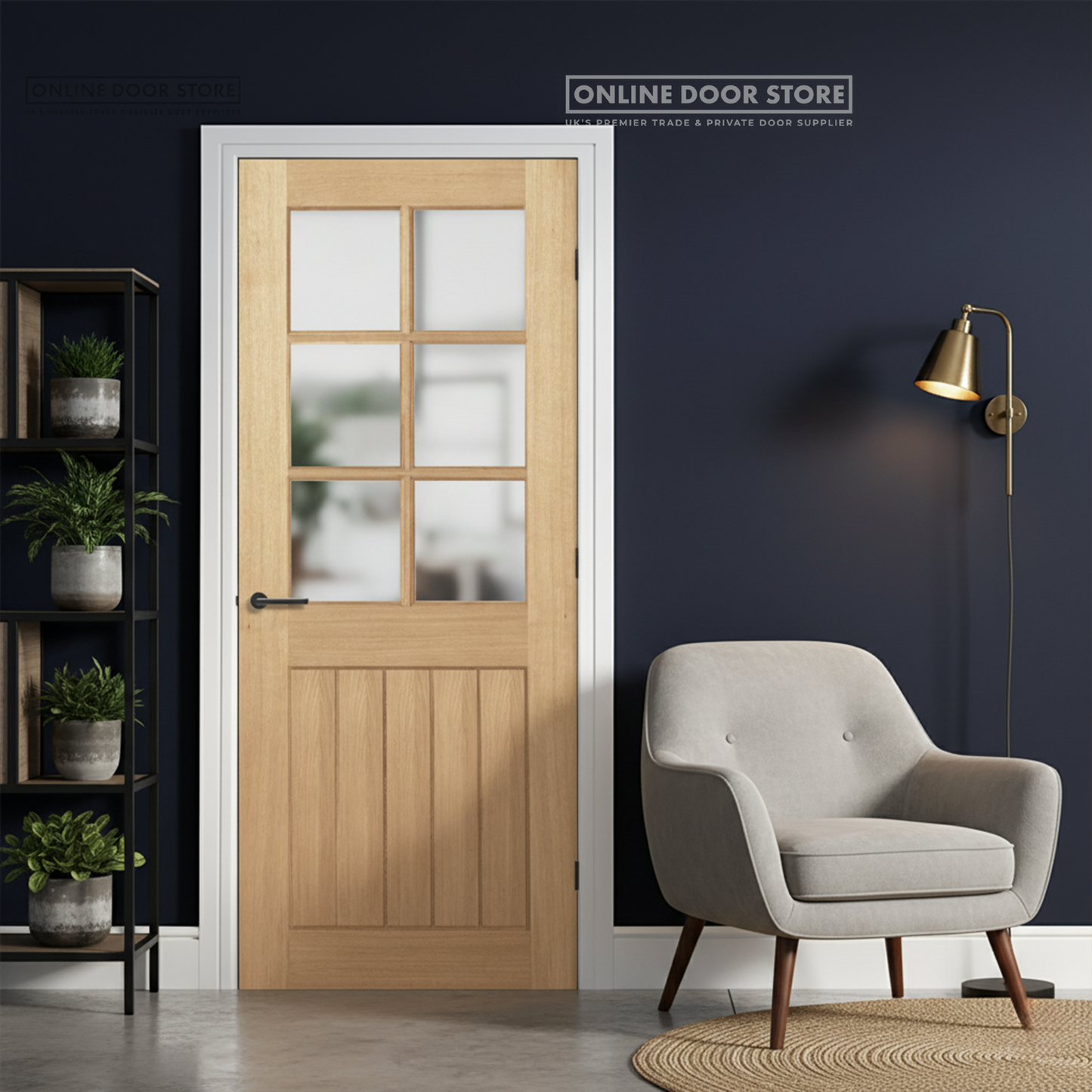 LPD Oak Mexicano Unfinished 6 Light Glazed Door