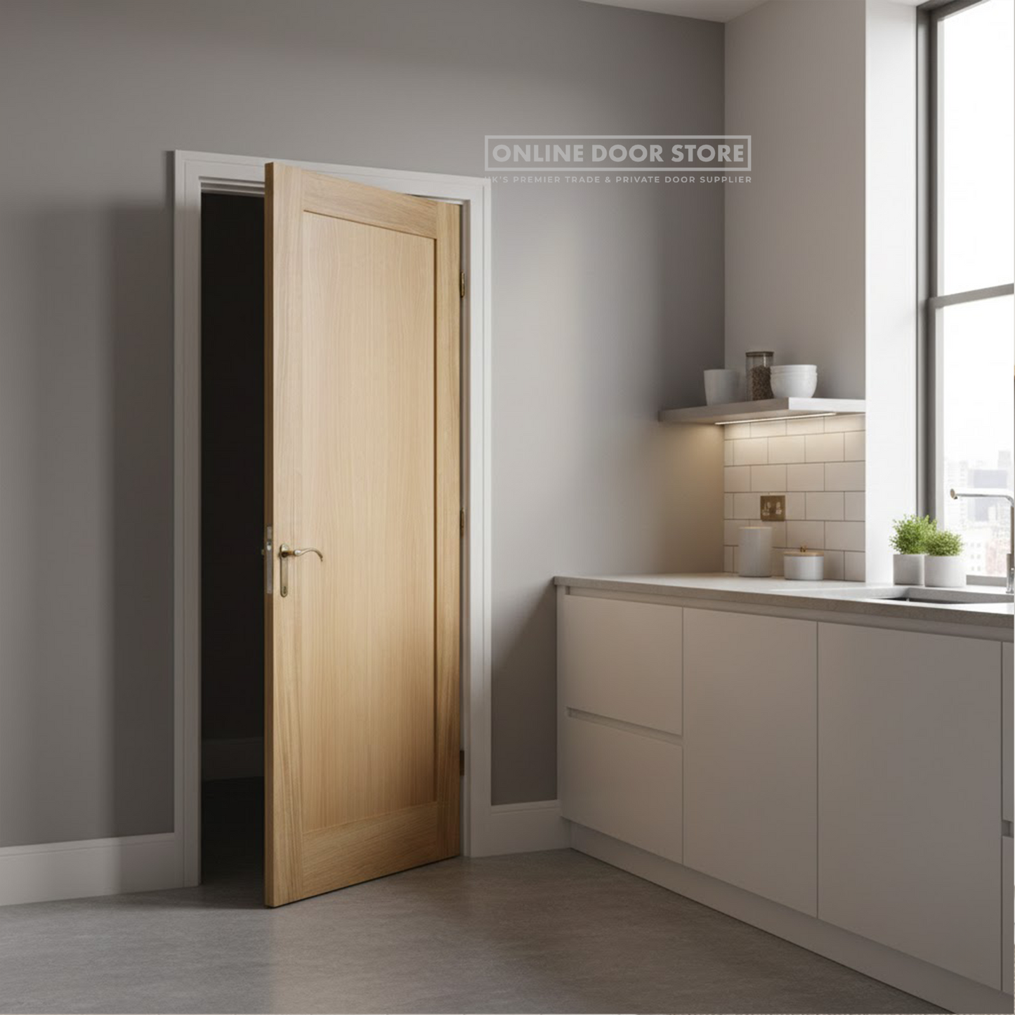 LPD Oak Pattern 10 One Panel FD30 Fire Door