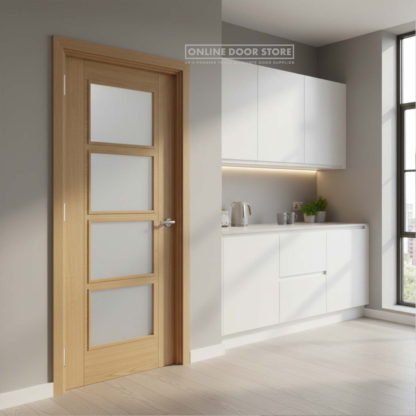 LPD Oak Vancouver 4 Light Glazed FD30 Fire Door