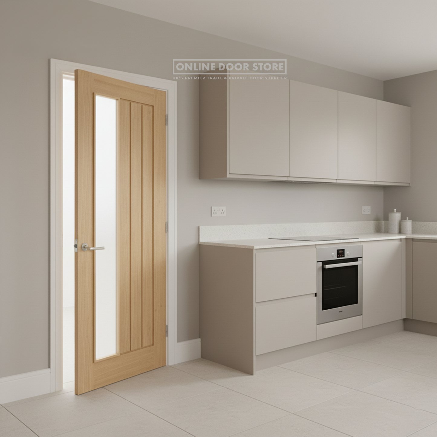 LPD Pre-finished Mexicano Offset Frosted Internal Glazed Door