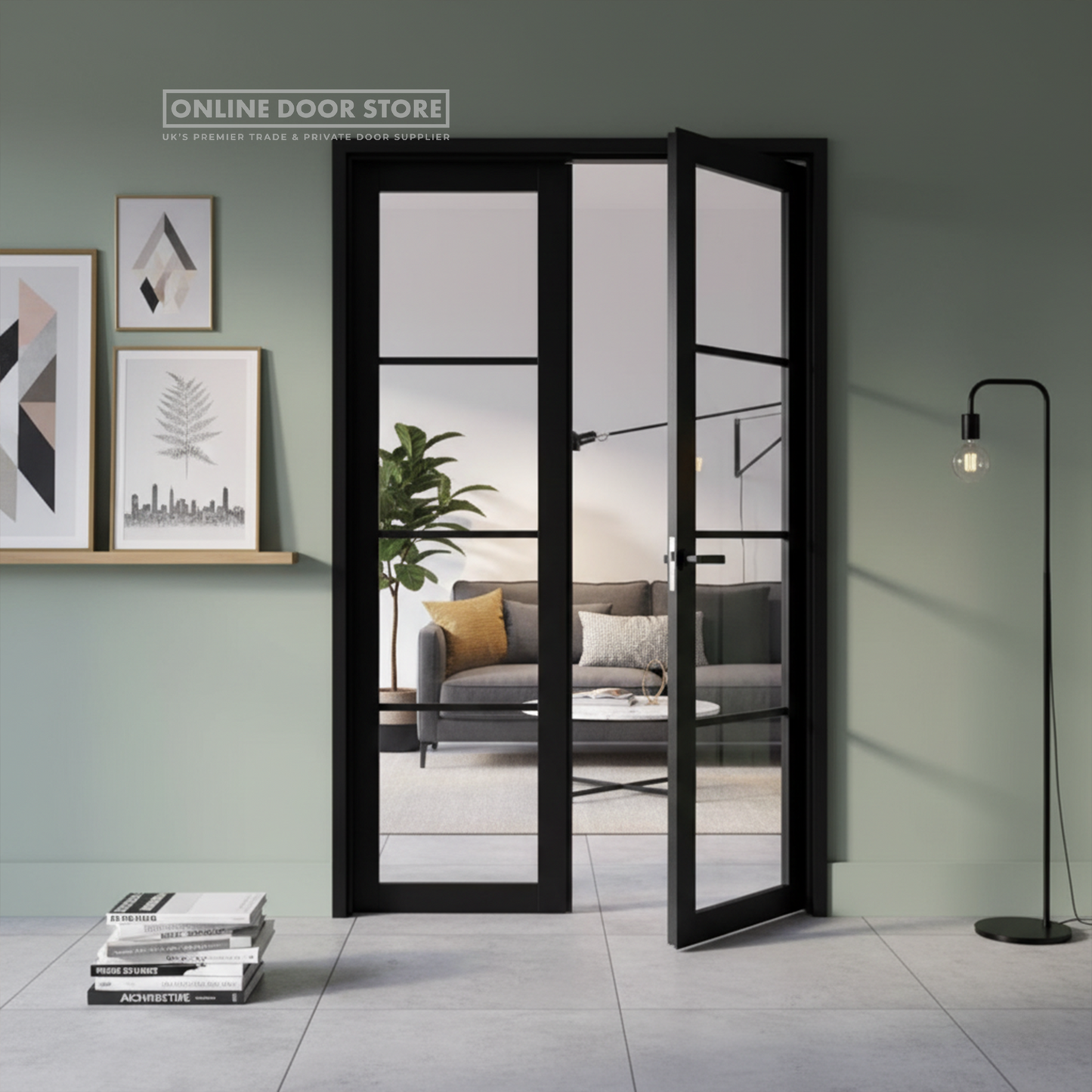 LPD Room Divider Black Soho W4 Internal Glazed Doorset