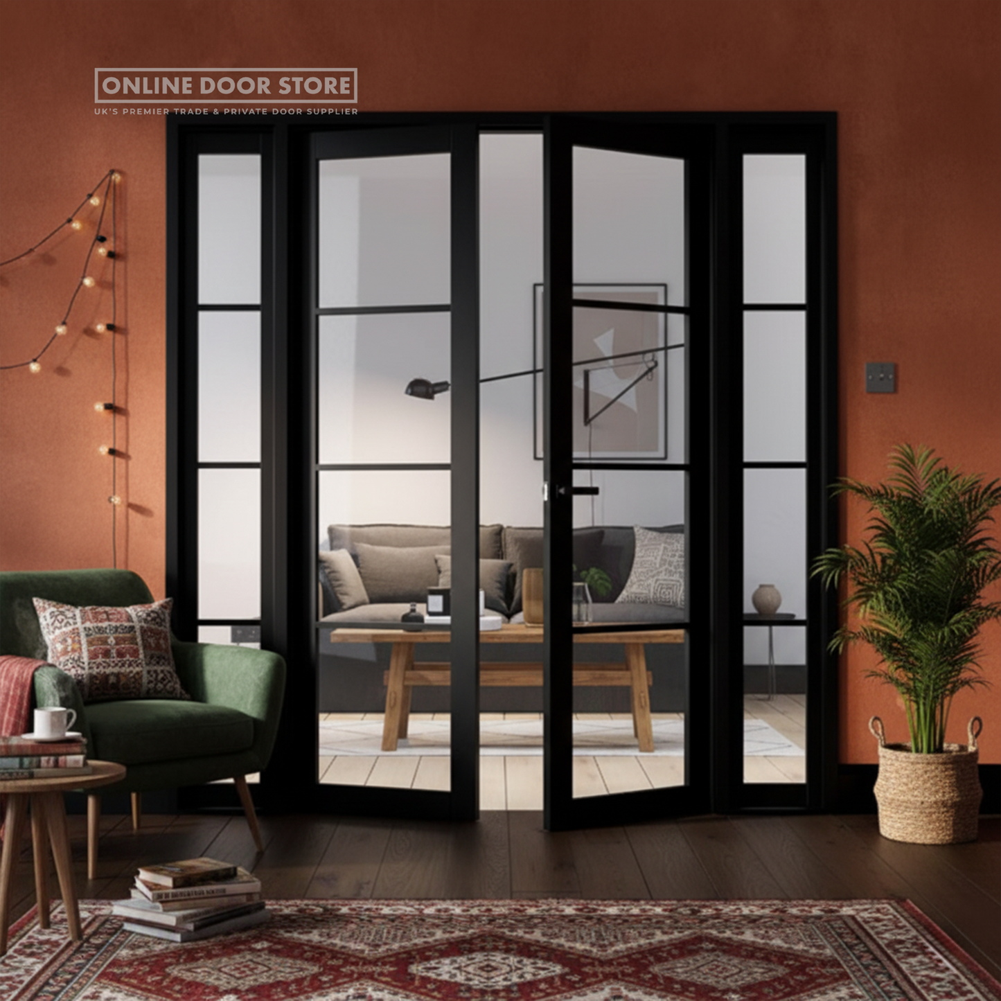 LPD Room Divider Black Soho W6 Internal Glazed Doorset