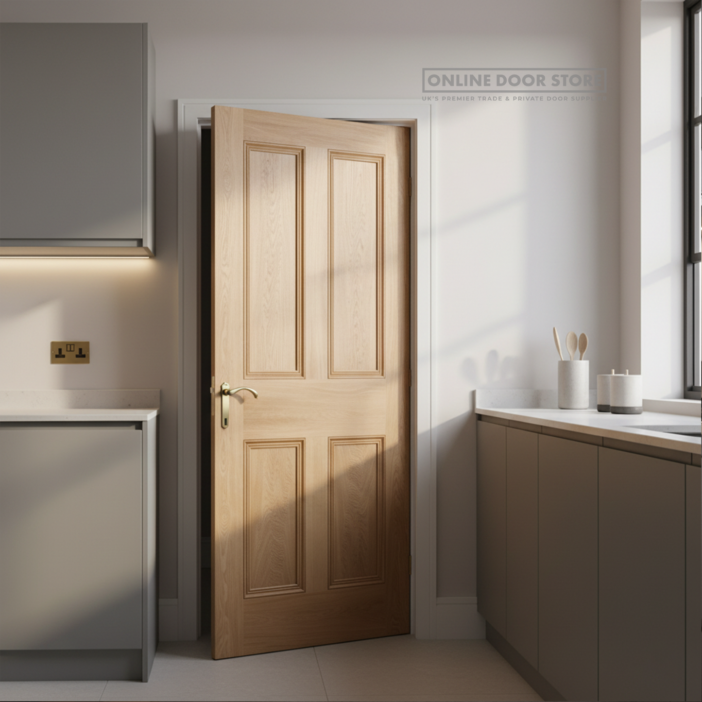 LPD Victorian Oak Four Panel FD30 Fire Door