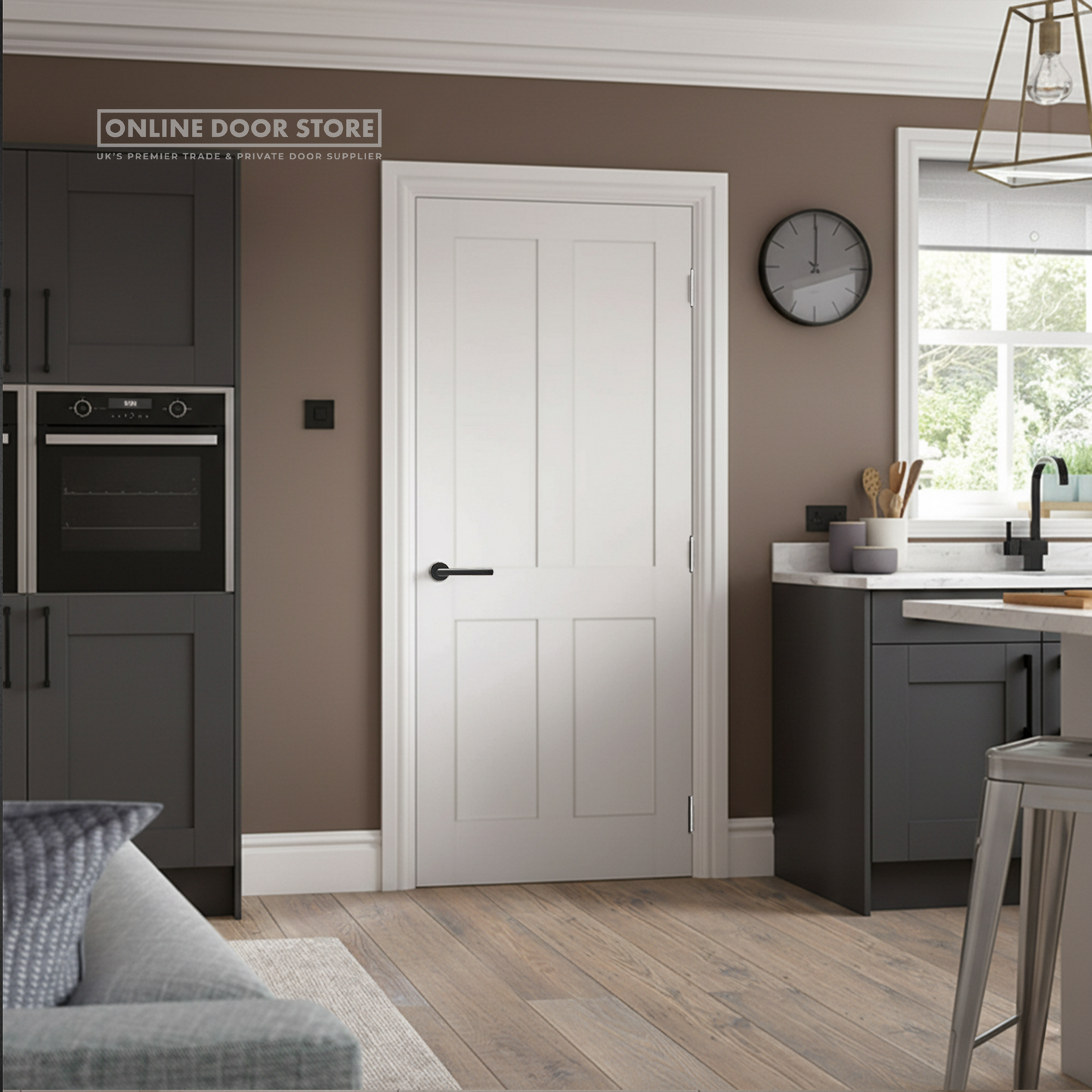 LPD Victorian Shaker London Four Panel White Primed Internal Door